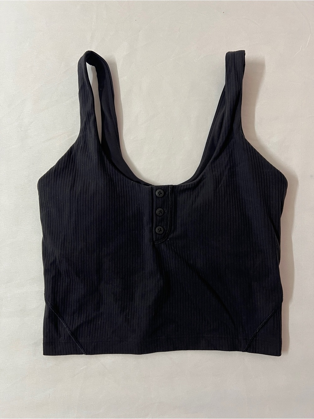 Lululemon Align Ribbed Henley Cropped Crop Tank Top Black
